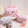 Bow Print Pink Blue Cute Makeup Bag for Women Large Capacity Toiletry Pouch Cute High Quality Cosmetic Organizer Storage Case