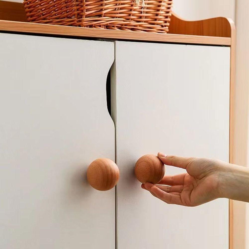 Simple Wooden Door Handles Round Wood Hook Hanger DIY Wardrobe Knob  Home Decoration