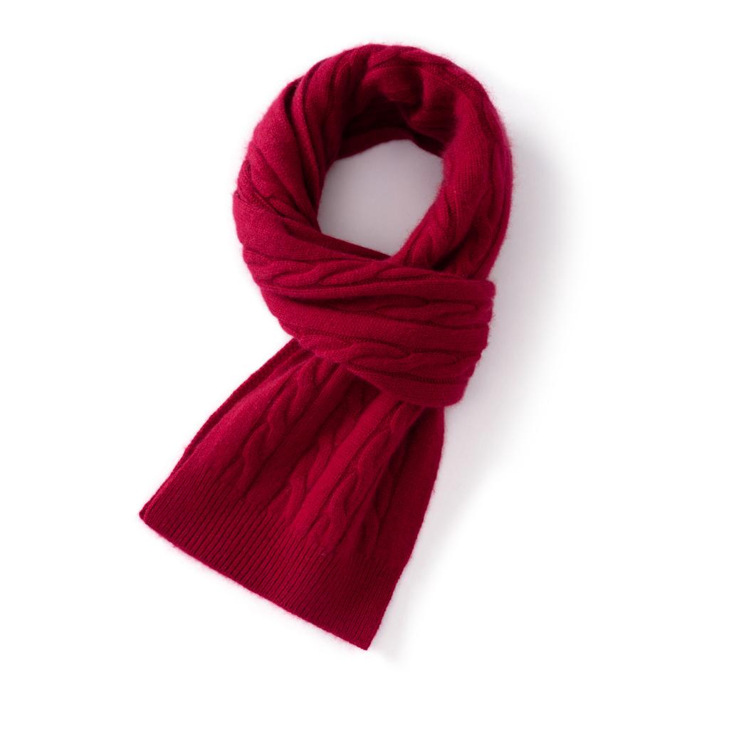 Women's 100% Cashmere Cable Knit Scarf Solid Color Windproof Neck & Face Protection Soft Scarf Outdoor Skateboarding And Hiking