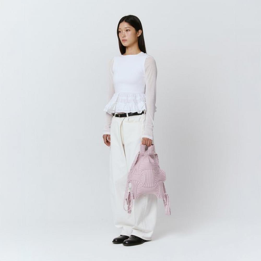 Pleatsmama Glitter Pale Pink New Bow Backpack