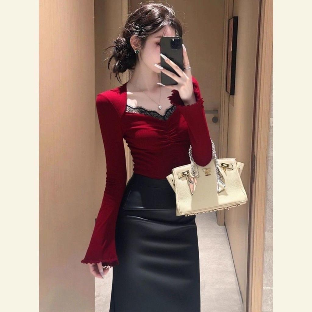 2025 Autumn/Winter Exquisite German Velvet Lace Top – Elegant & Unique Women's Fashion