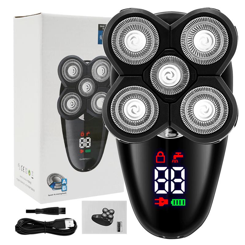 

Электрическая бритва для мужчин Лысая головка Бритва Светодиодный дисплей Нос Волосы Триммер Для стрижки машинки для чистки лица Щетка для чистки лица USB Аккумуляторная