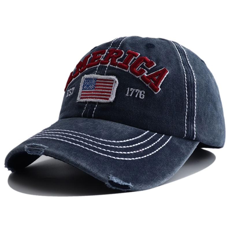 

Нова дизайнерська бейсболка з вишивкою прапора Америки, washed cotton, Chapeau Homme, регульована, чорні татові кепки для чоловіків, жінок, Gorra Adjustable