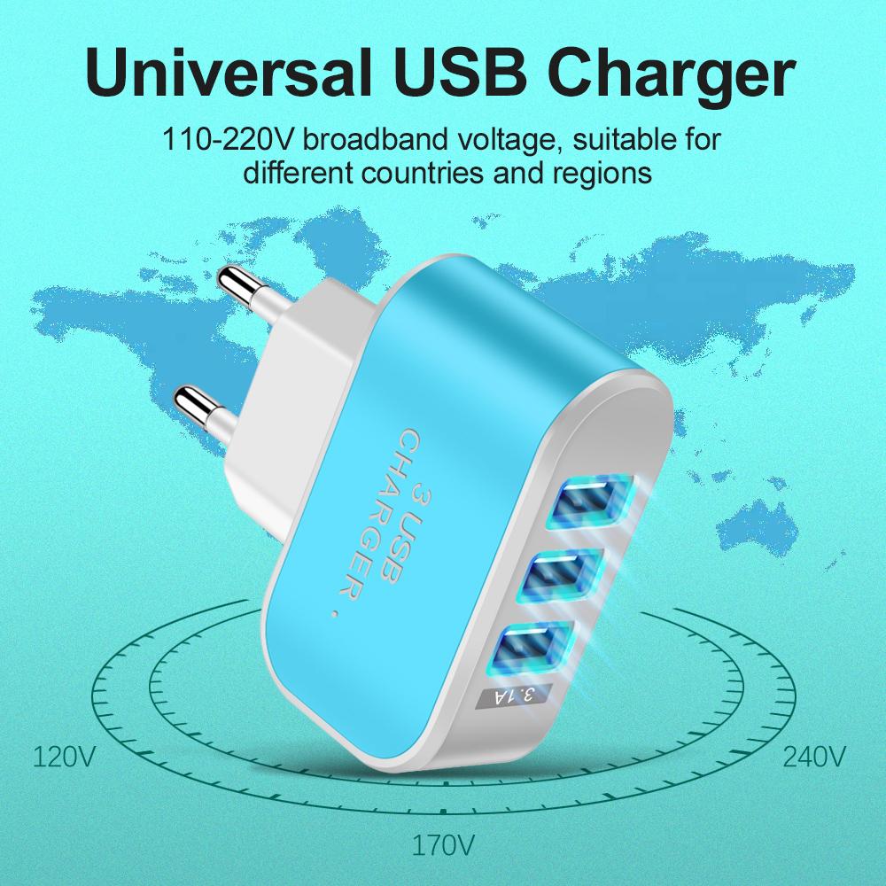 3 USB Ports Multifunctional Charging Head 5V 1A USB Charging Head Single USB Mobile Phone Charger