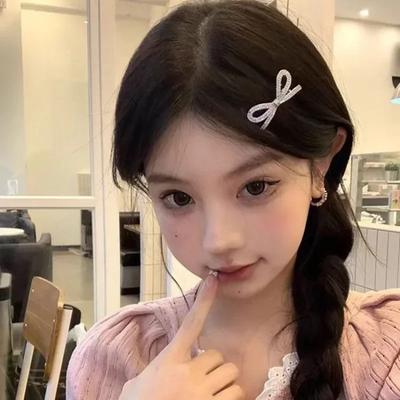 Fashionable Bowknot Hair Clips Shiny Rhinestone Metal Hairpins Fringe Decoration Woman's Hair Accessories