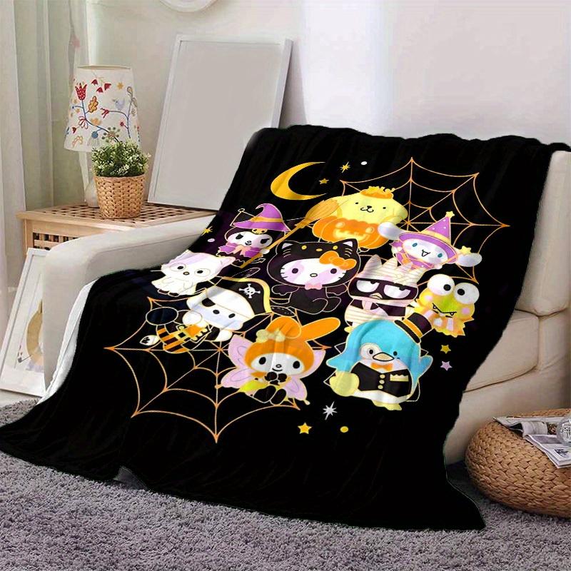1pc Sanrio Cute Halloween Characters Home Decor Flannel Blanket: Perfect Gift for Bedroom, Living Room, Travel, Camping, Car, Beach, Office Nap, Ideal