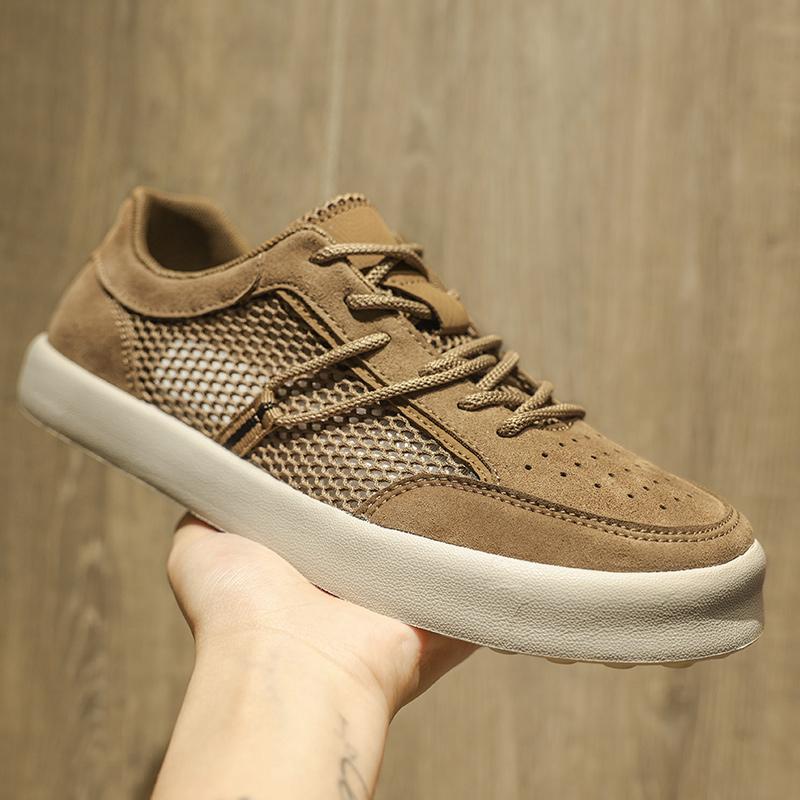Fashion Breathable Mens Suede Leather Shoes Summer Sports Shoes Casual Lightweight Treking Footwear Fashion Sneakers Non Slip Trainers
