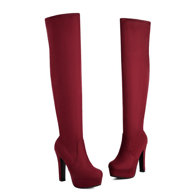 Women's high-heeled boots, sexy European and American style autumn and winter new waterproof table, fine-heeled large-size knee boots
