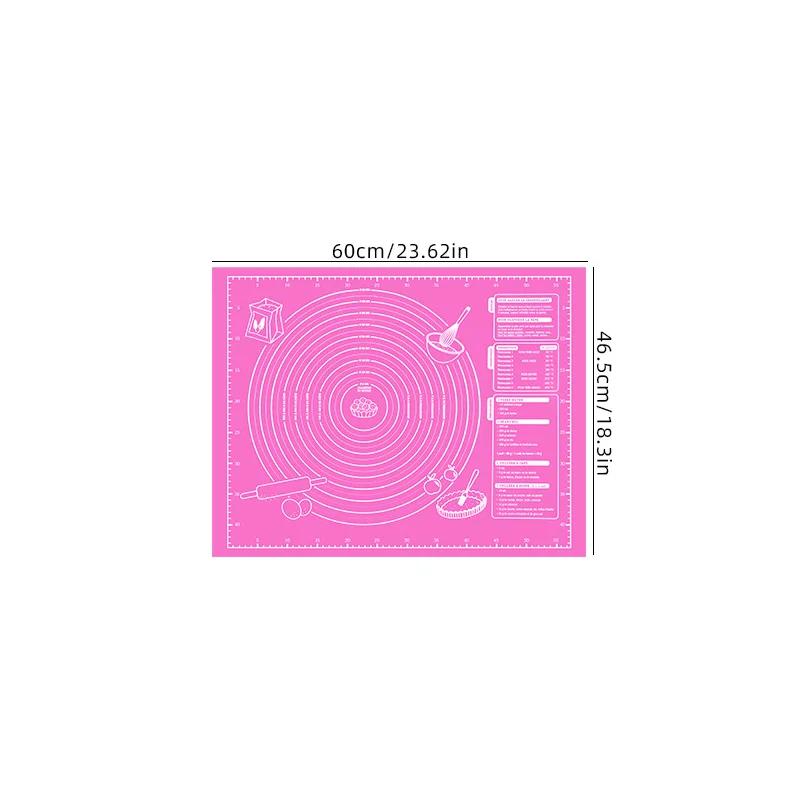 Antihaft-Silikon-Backmatte, rutschfest, groß, leicht zu reinigen, Knetmatte mit Skala, Silikon-Backmatte für Fondant, Pizza, Kekse