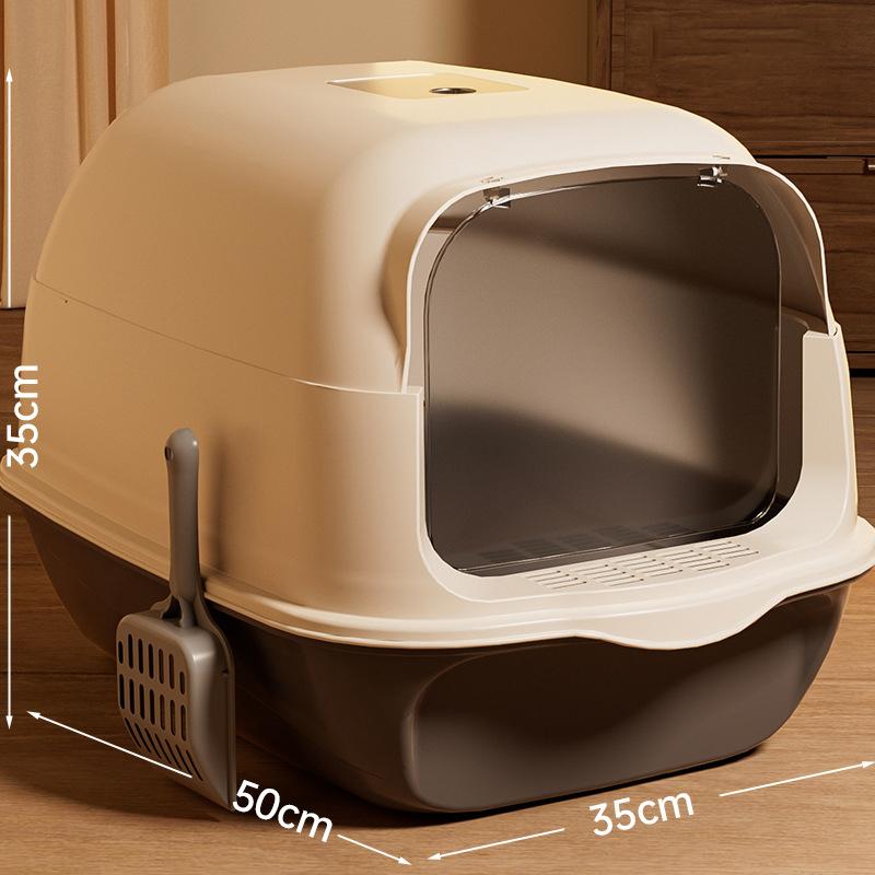 Large Pp Cat Litter Box Fully Enclosed Odor Control Cat Toilet Easy-To-Clean Litter Pan Anti-Tracking Pet Supplies