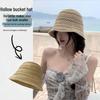Women's Japanese Style Knitted Straw Bucket Hat - Breathable Summer Sun Hat