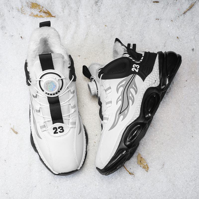 Winter Leather Warm Thick Soled Men's Outdoor Sneaker Height Increasing Casual Running Shock-absorbing Basketball Shoes 2024