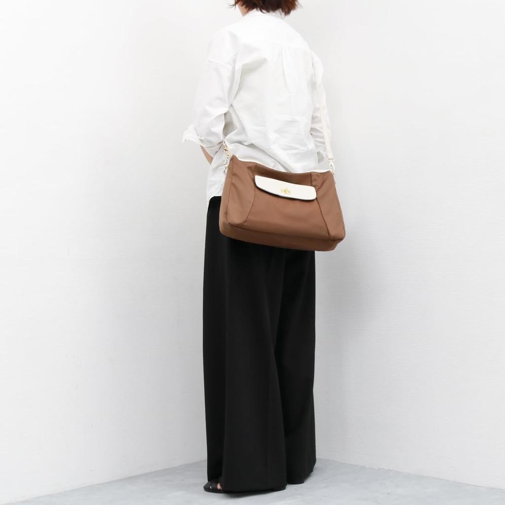 Perke Tote Bag with Nylon and Cowhide Twist BR 2-Way Cover, 08-00-09740, Women's,