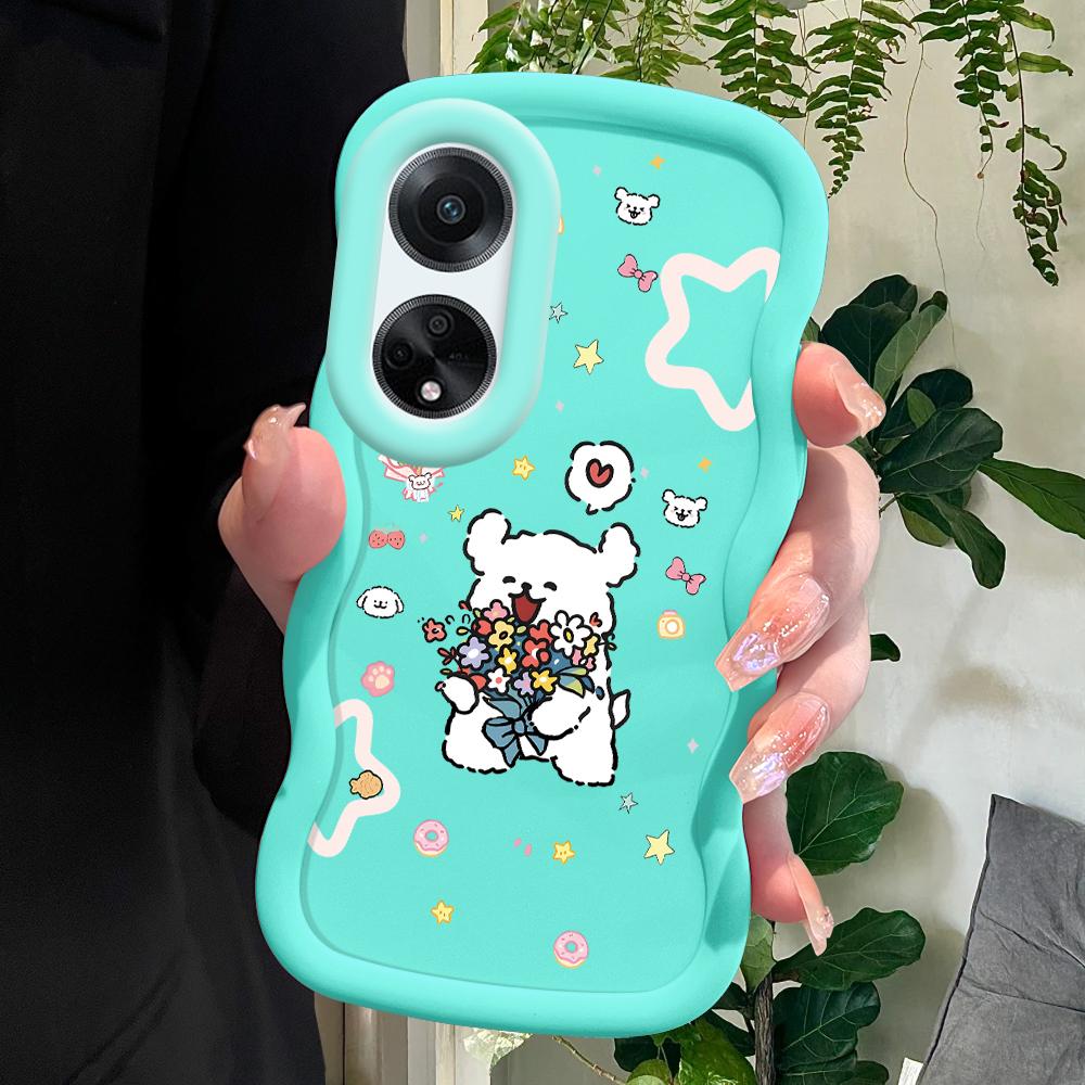 

М який силіконовий чохол Macaron Phone Case з намальованим візерунком Big Wave Edge Протиударний захисний гумовий чохол для OPPO Reno Realme Realme 5 синій