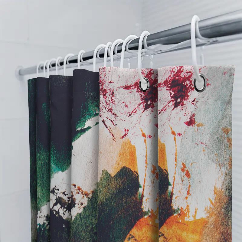 Abstract Bathroom Shower Curtain Waterproof Fabric Watercolor Design Decorative Home Decor