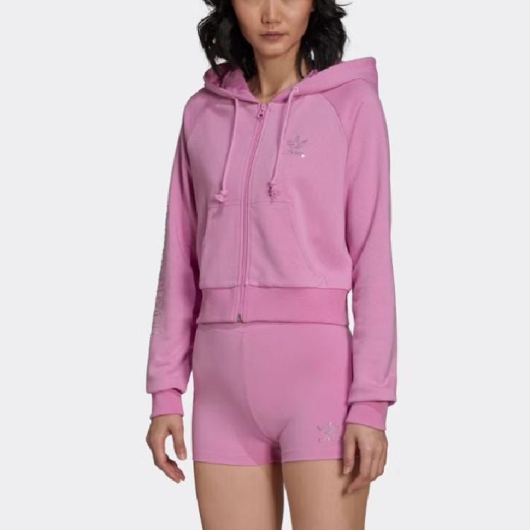 Adidas Originals Veste de Sport Courte à Capuche Femme Vestes Violet Clair HF6767