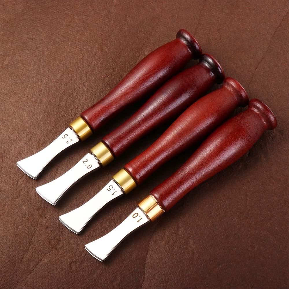 Wooden Handle DIY Shallow Slot Linear Edge Tool Leather Craft Creasing Tools Leather Edge Creaser