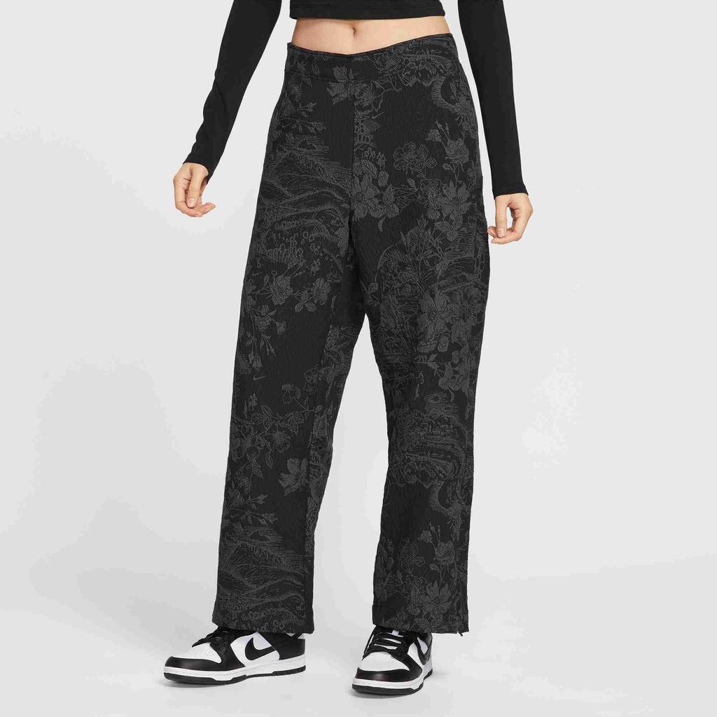Nike Sportswear Mid-Rise Jacquard Sports Casual Pants Women Pants Black-Coal-Black HF9589010