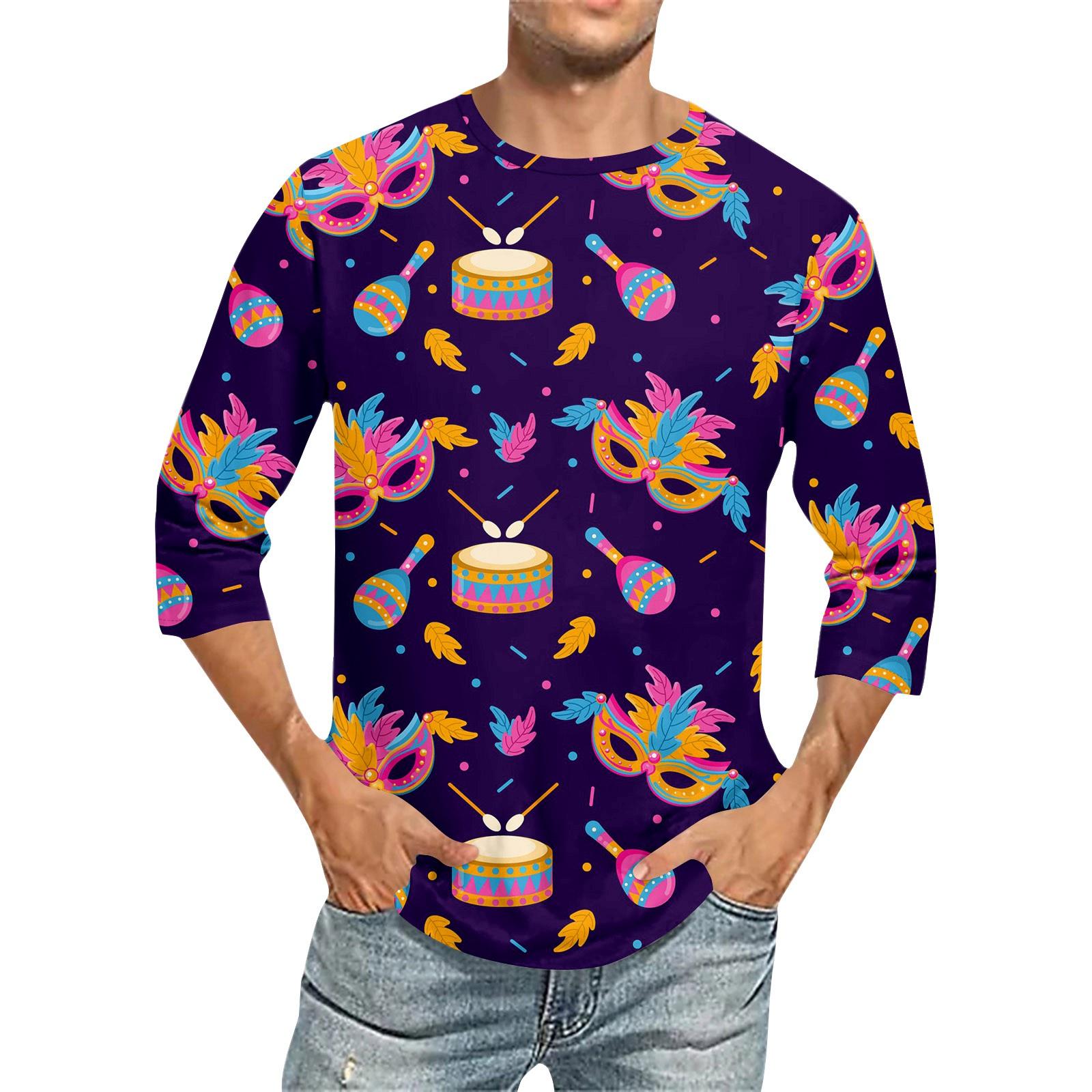 

Carnival Print - Men s Round Neck Short Sleeve Top S жёлтый