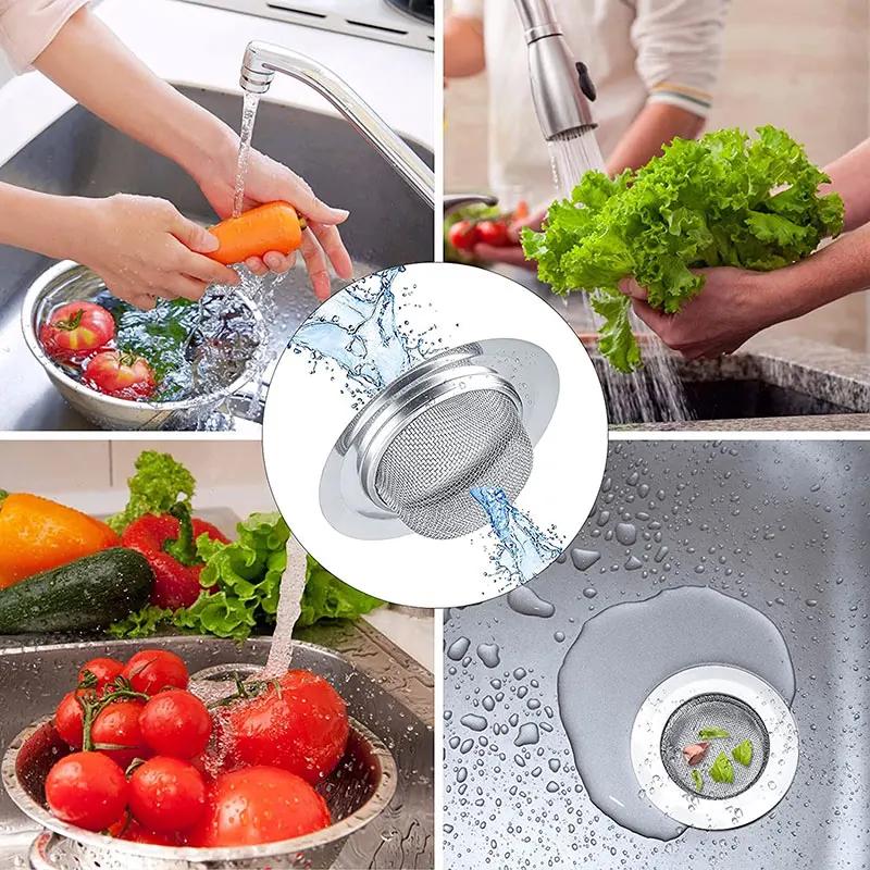 Stainles Steel Sink Filter Mesh Metal Floor Drain Net Food Slag Stopper Plug Bathtub Hair Catcher Deodorant Drainer Kitchen Tool