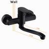 Bathroom Wall Mounted Long Mop Pool Faucet Hot and Cold Basin Faucet Kitchen Sink Faucet Balcony Wash Basin Tap Black