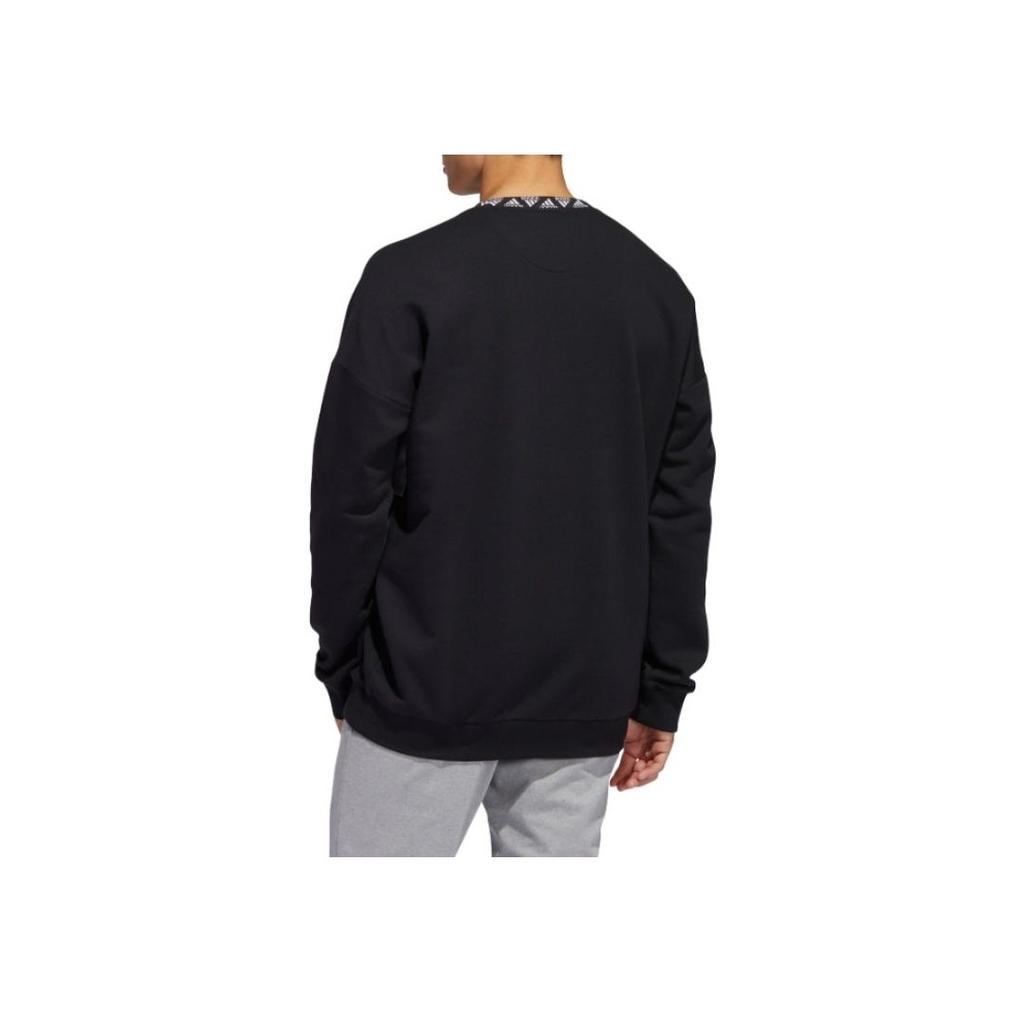 Adidas Colorblock Large Logo Print Casual Pullover Sweater Men Tops Black GE5512