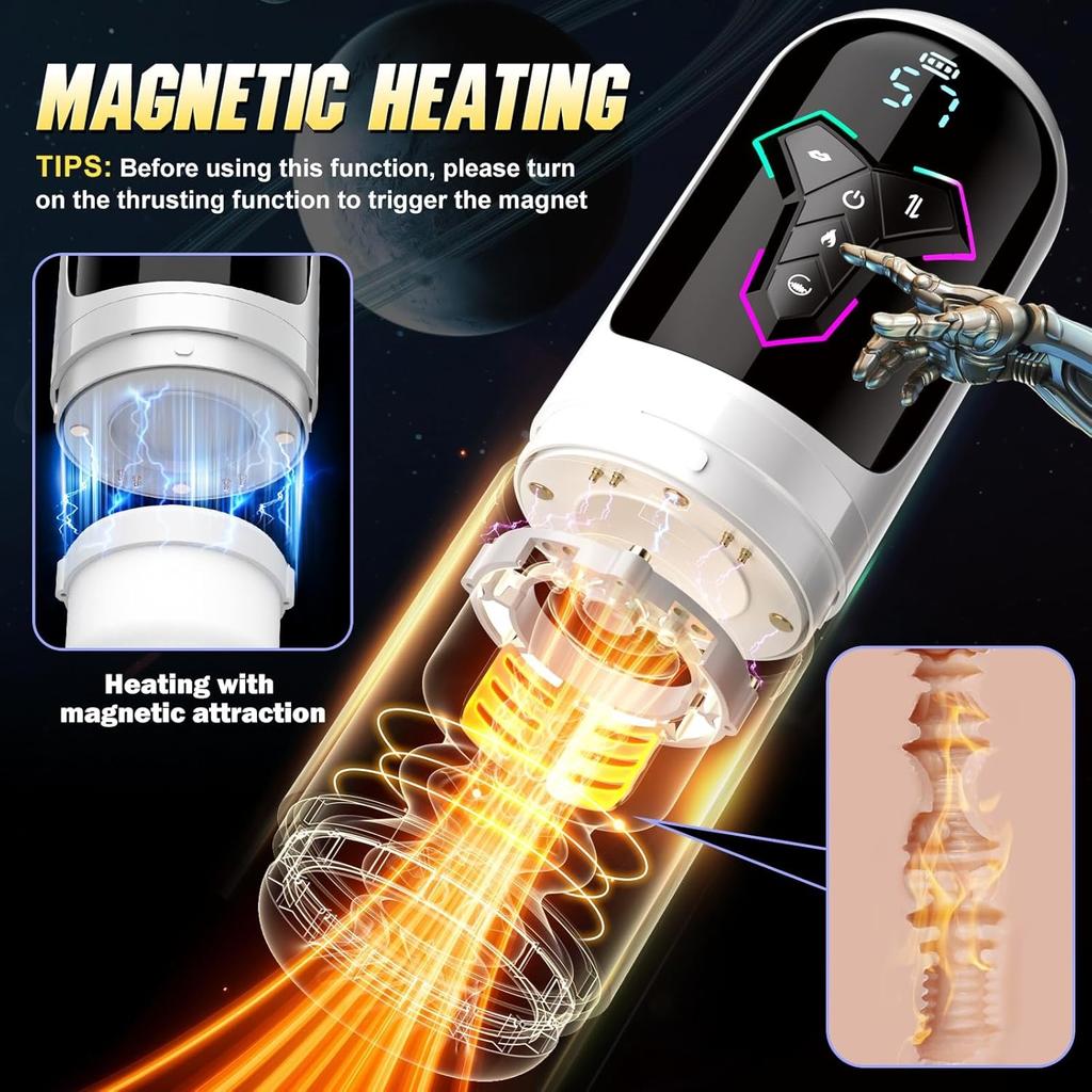 Heizung Automatischer Männlicher Masturbator KI & App-Steuerung Blowiob-Maschine Pocket Pussy Penis Pumpe LCD-Anzeige Sexspielzeug für Männer