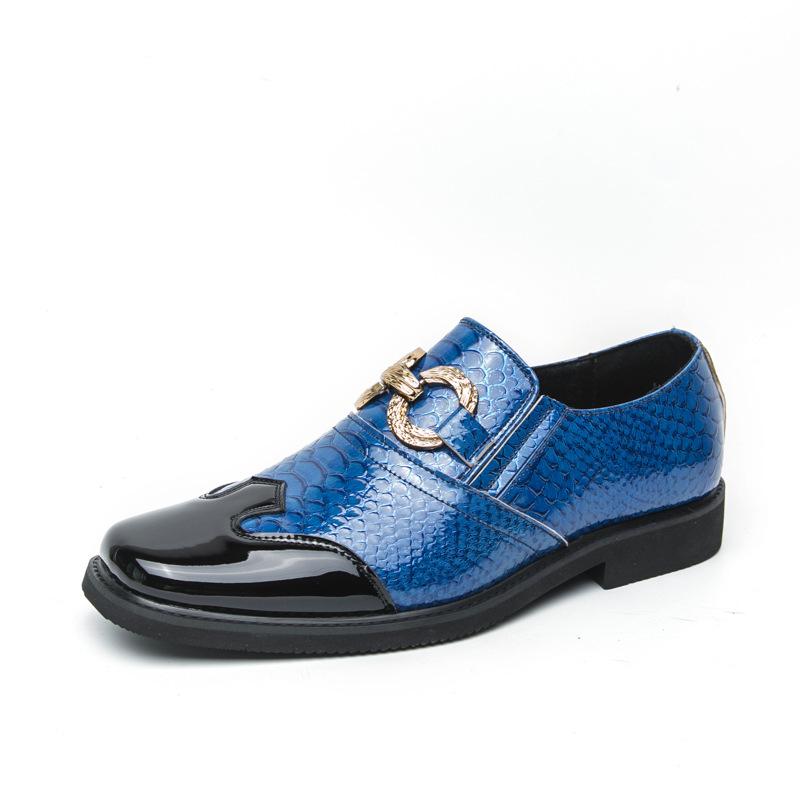 

Мужские кожаные туфли с квадратным носком большого размера, мужские лоферы на одной педали, весна-осень 2025, мужская модная обувь для внешней торговли 46 синий