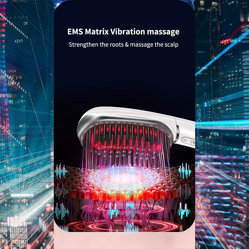 EMS Electric Head Massage Comb EMS Vibration Hair Care Anti-hair Loss Head Therapy Red and Blue Light Hair Growth Health