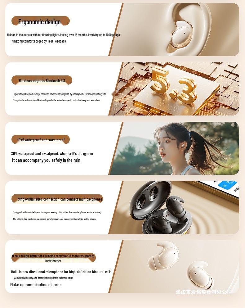 In-Ear Bluetooth Sleep Earbuds: Noise-Canceling, ASMR-Friendly, Comfortable for Side Sleepers, Wireless Earphones.