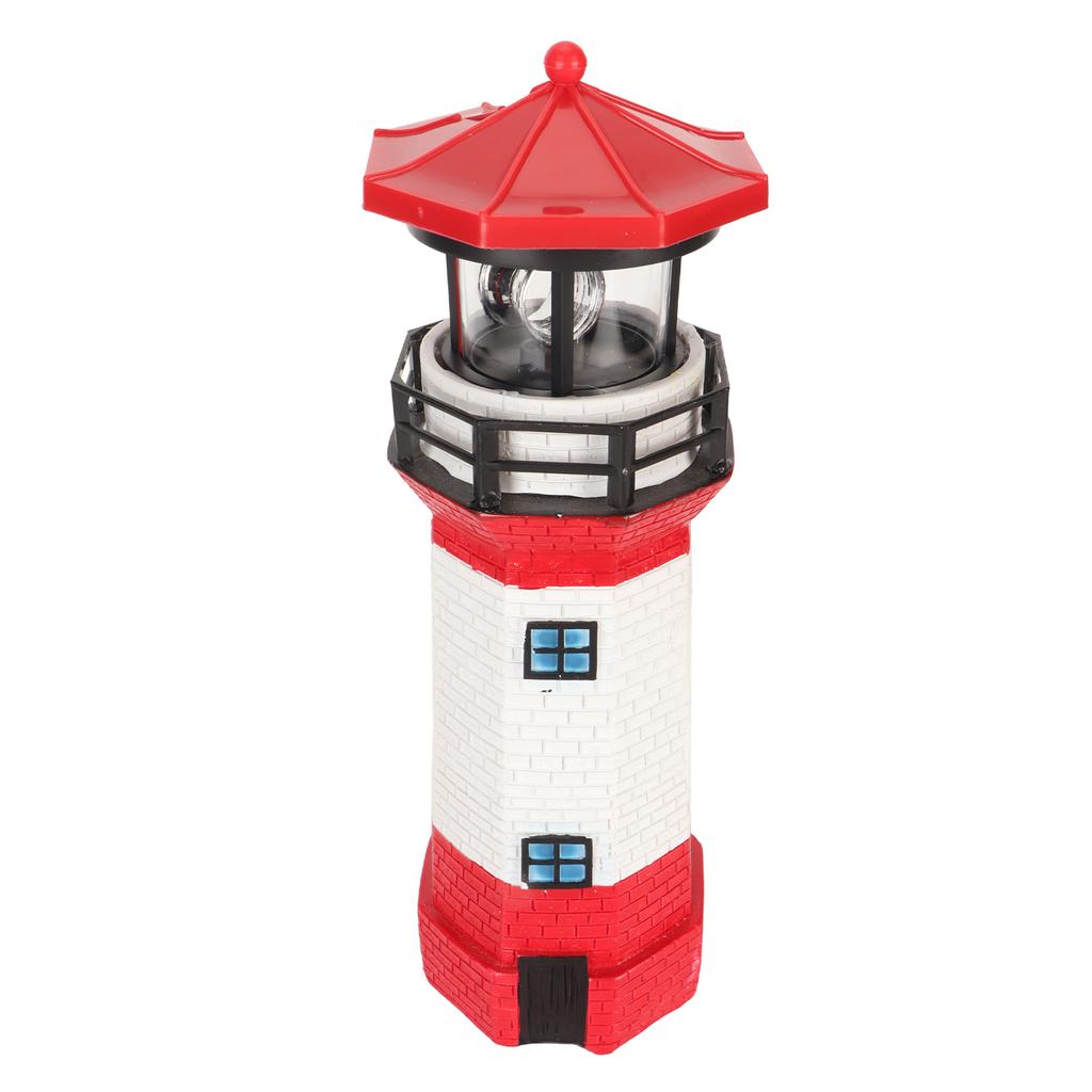 Solar Lighthouse 360 Degree Rotating Lighthouse Decoration Fadeless Resin LED Garden Lighthouse for Balcony Lawn BS38062