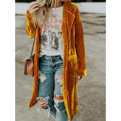 Moda Damska Casual Jesień Zima Jednokolorowe z Nadrukiem Płaszcze z Długim Rękawem(damskie)