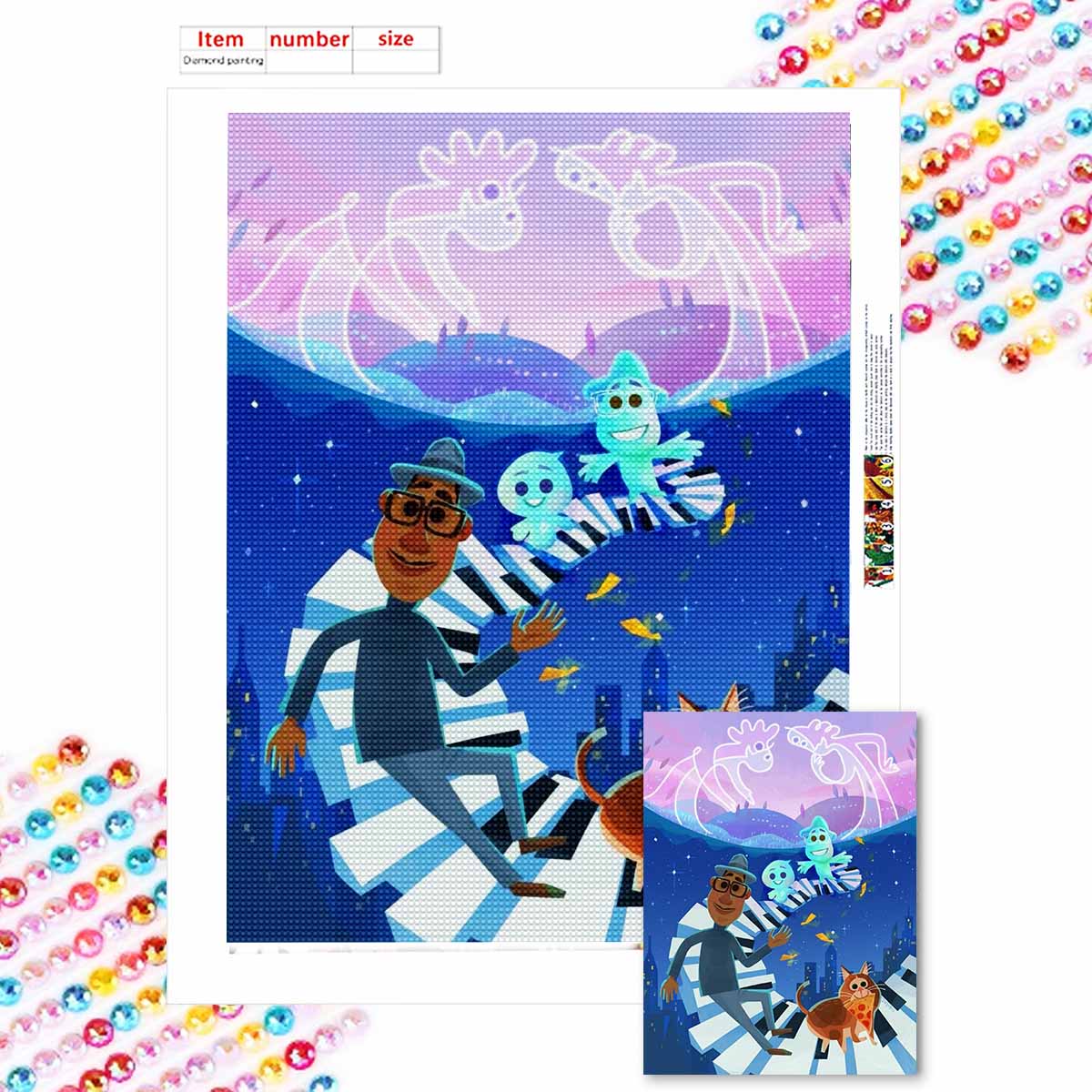 

Full Round Diamond Painting Walking on The Piano Art Rhinestone Picture Mosaic DIY 5D Cross Stitch Embroidery Home Decoration Round 20x30cm