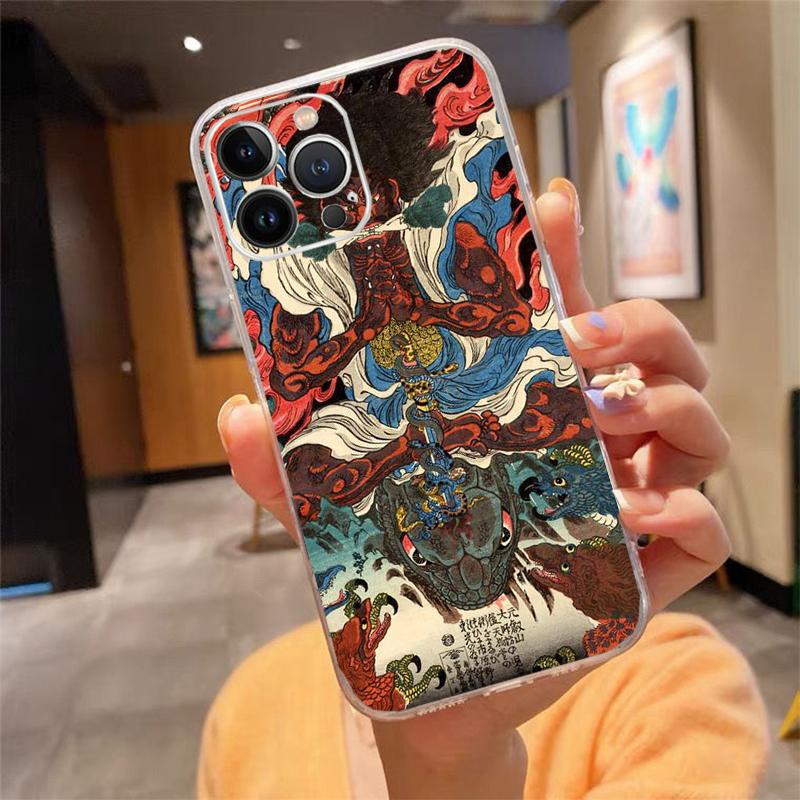 Phone Case For iphone 17 Air 17 Pro Max 16 15 14 13 Pro Max 15 16 Pro 15Plus Japanese style Art Crane Fuji Mountain