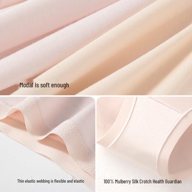 MIIOW Women's Mulberry Silk Crotch Modal Wool Briefs 3-Pack