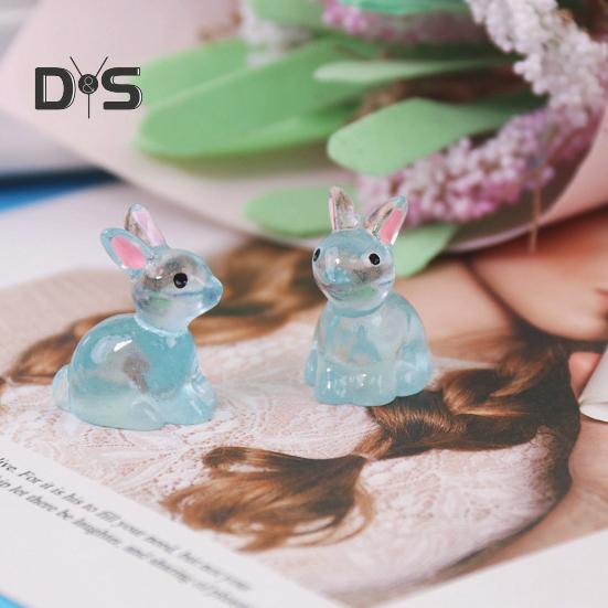 10 Stück Simulation leuchtender Hase bunte umweltfreundliche Kaninchenfigur Mini-Feengarten-Ornamente