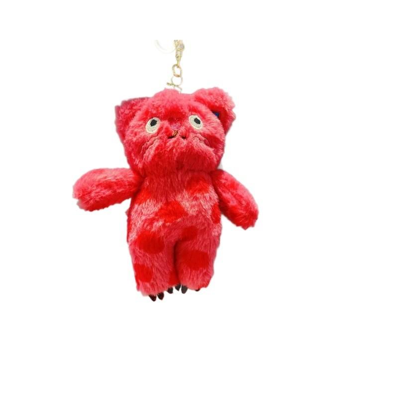 And Black Delightful Pink Cat Plush Doll Keychain With Soft Material For Bag Decorations