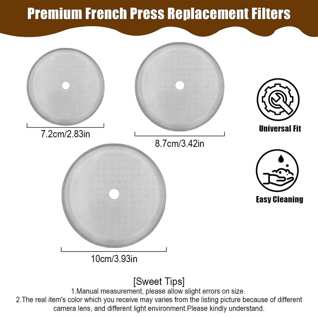 Leeseph 2 Pack French Press Replacement Filter Screen, Coffee French Press Filters Stainless Steel Reusable Mesh Filter