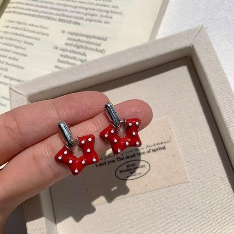 New Fashion Sweet Design White /Black Polka Dot Leopard Print Multi-Layer Stereoscopic Flower Earrings for Women Party Jewelry