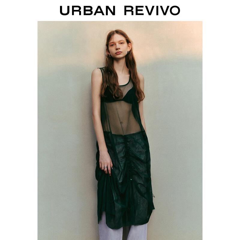 UR 2024 Spring Mesh Drawstring Sleeveless Dress