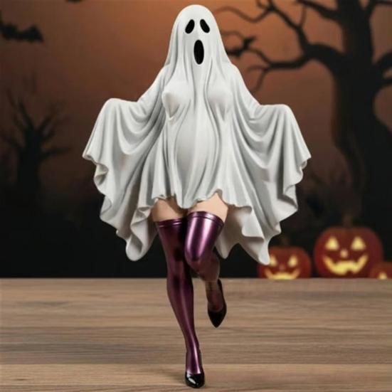 Lady Ghost Figurine Seductive Ghost Statue Resin Sexy Female Ghost Collectible Ornament for Halloween Desk Mantel Decor