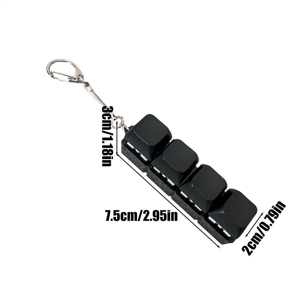 Keyboard Key Toy 4 Keys Button Keycap Fidget Keychain Keyboard Clicker Toy Stress Relief Keyboard Cube Toy for Adult Gifts