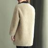 Winter Coat Round Neck Long Sleeve Single Breasted Plush Jacket with Pockets Solid Color Mid-length Imitation Fur Outerwear