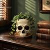 Schreibtisch-Pflanzenständer Halloween Retro Totenkopf-Blumentopf, Gruseliger Gotischer Menschenkopf-Blumentopf, Indoor-Topf Pflanztopf Skelett Süßigkeitenschale Dekoration für