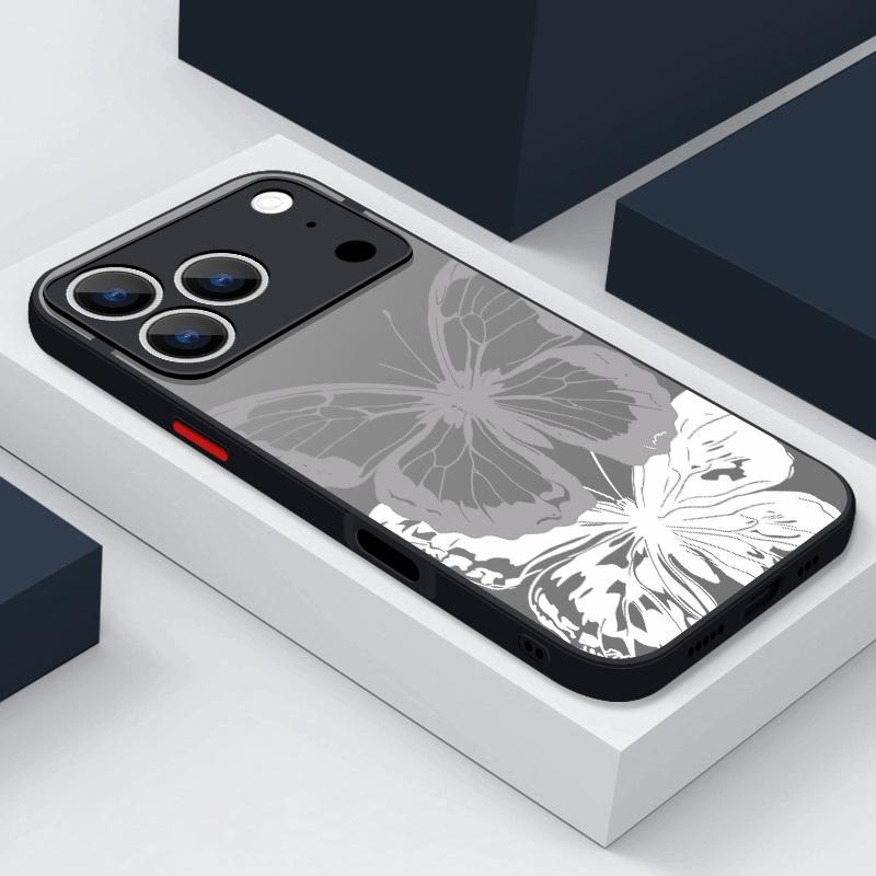 Simple Butterfly Print Case For iPhone 17 Air 16e 16 15 14 Pro Max 13 15 Pro 17 Pro 17 Shockproof Soft Edge Hard PC Matte Phone Cover