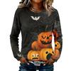 Women's Long Sleeve Flannel Top with Halloween Print for Fall Holiday