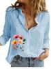 Women Fashion Cotton Linen Blouse Ladies Casual Loose Top Ladies Print Long Sleeve Shirt