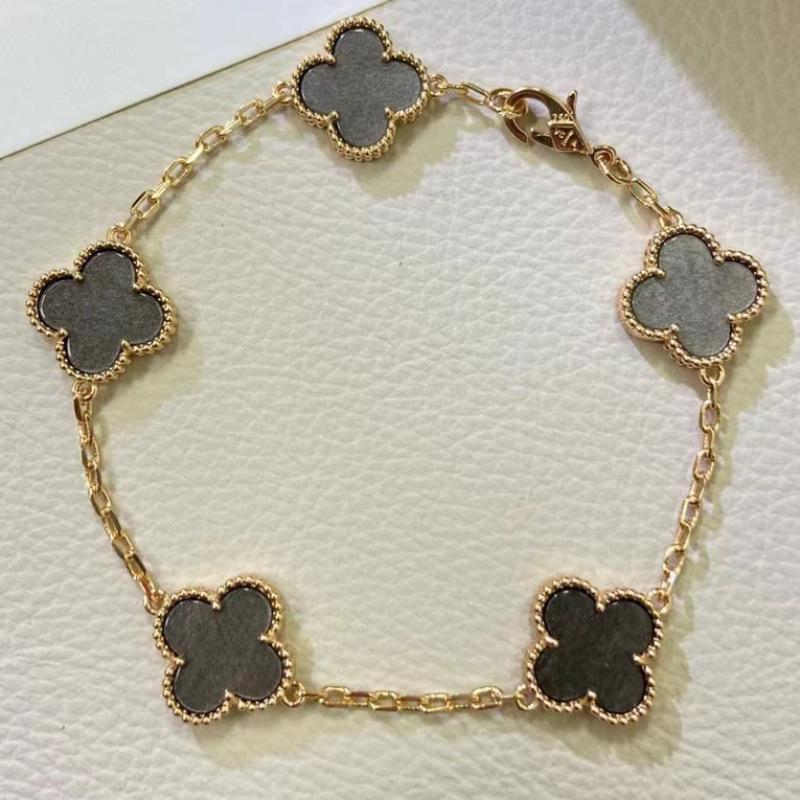 Exquisite Four-leaf Clover Bracelet for Women Five-flower Bracelet Double-sided Natural White Mother-of-pearl and Carnelian Bracelet