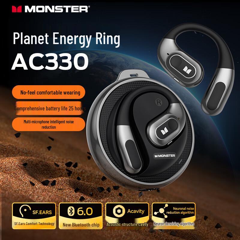 Monster AC330 Bluetooth 5.4 Over-Ear Noise-Cancelling Sports Headset with High-Quality Sound