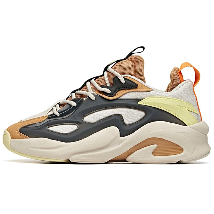 New Anta Bastard Slip Resistant Coverage Low Top Chunky Sneakers Men's Gray Brown Yellow 112048081-2